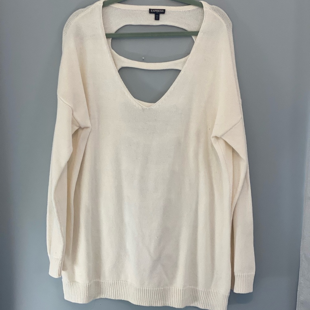 Express ribbed back oversized cream sweater